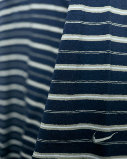 00s Nike Golf Navy Blue/Cream Horizontal Stripe Polo (M)