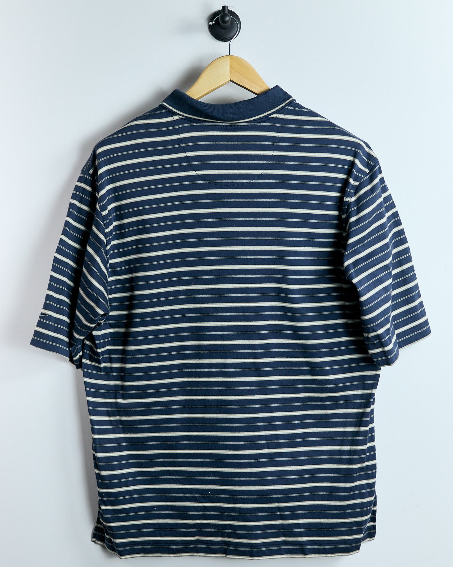 00s Nike Golf Navy Blue/Cream Horizontal Stripe Polo (M)