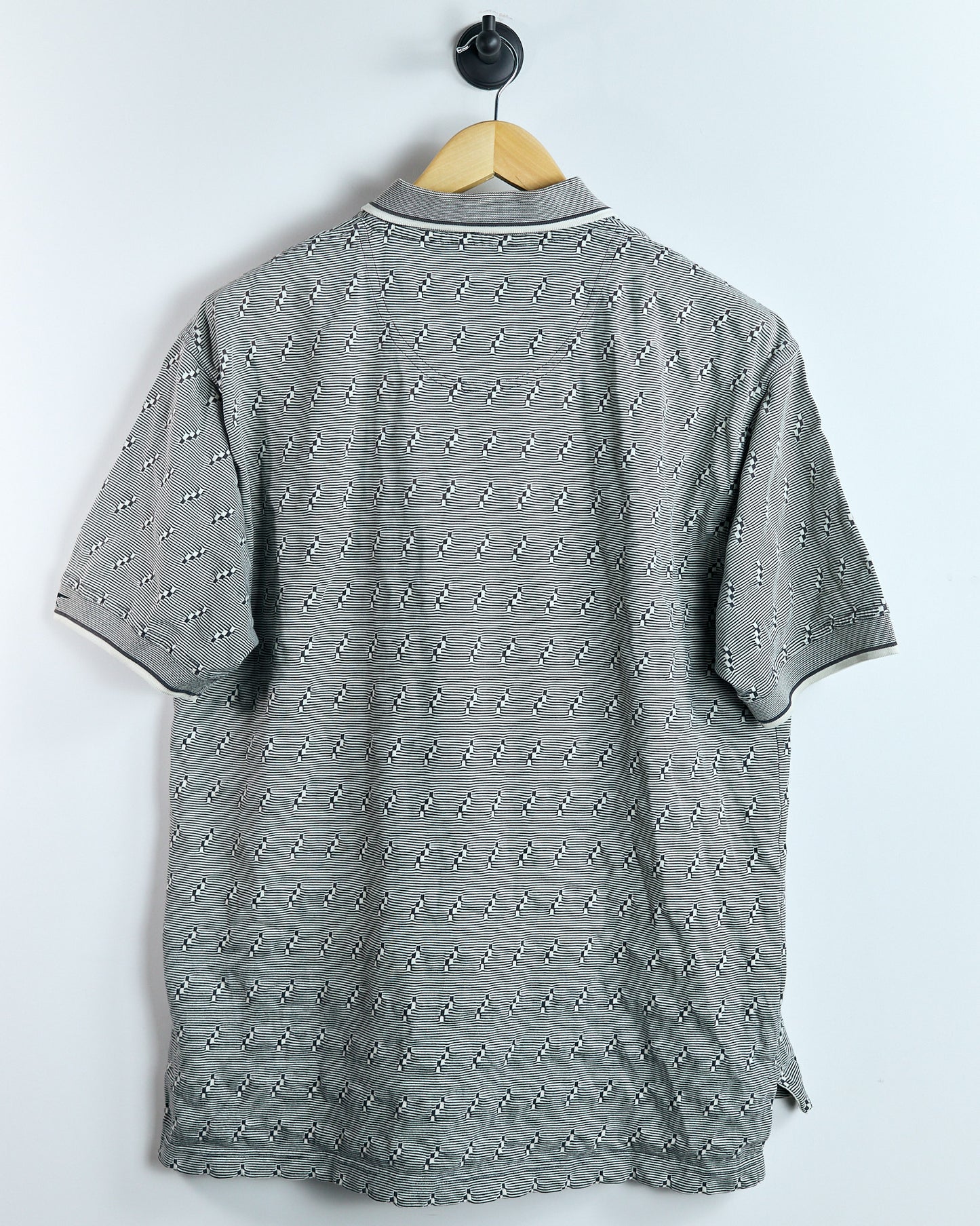 90s Reebok Cream/Brown Chequered Polo (L)