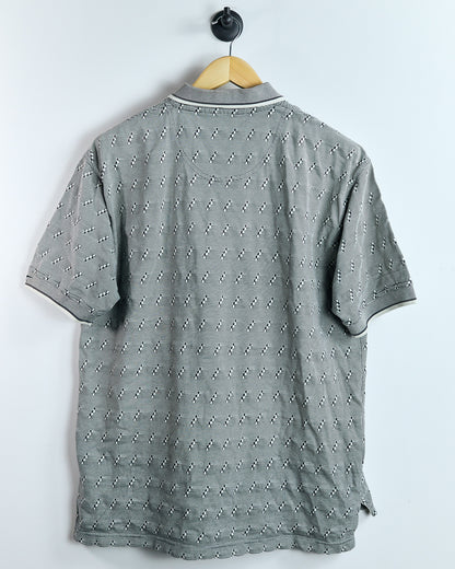 90s Reebok Cream/Brown Chequered Polo (L)