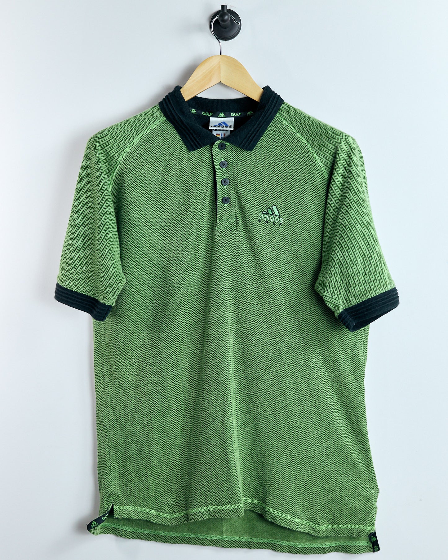 00s Adidas Green/Black Polo (L)