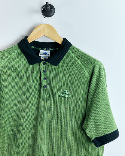 00s Adidas Green/Black Polo (L)