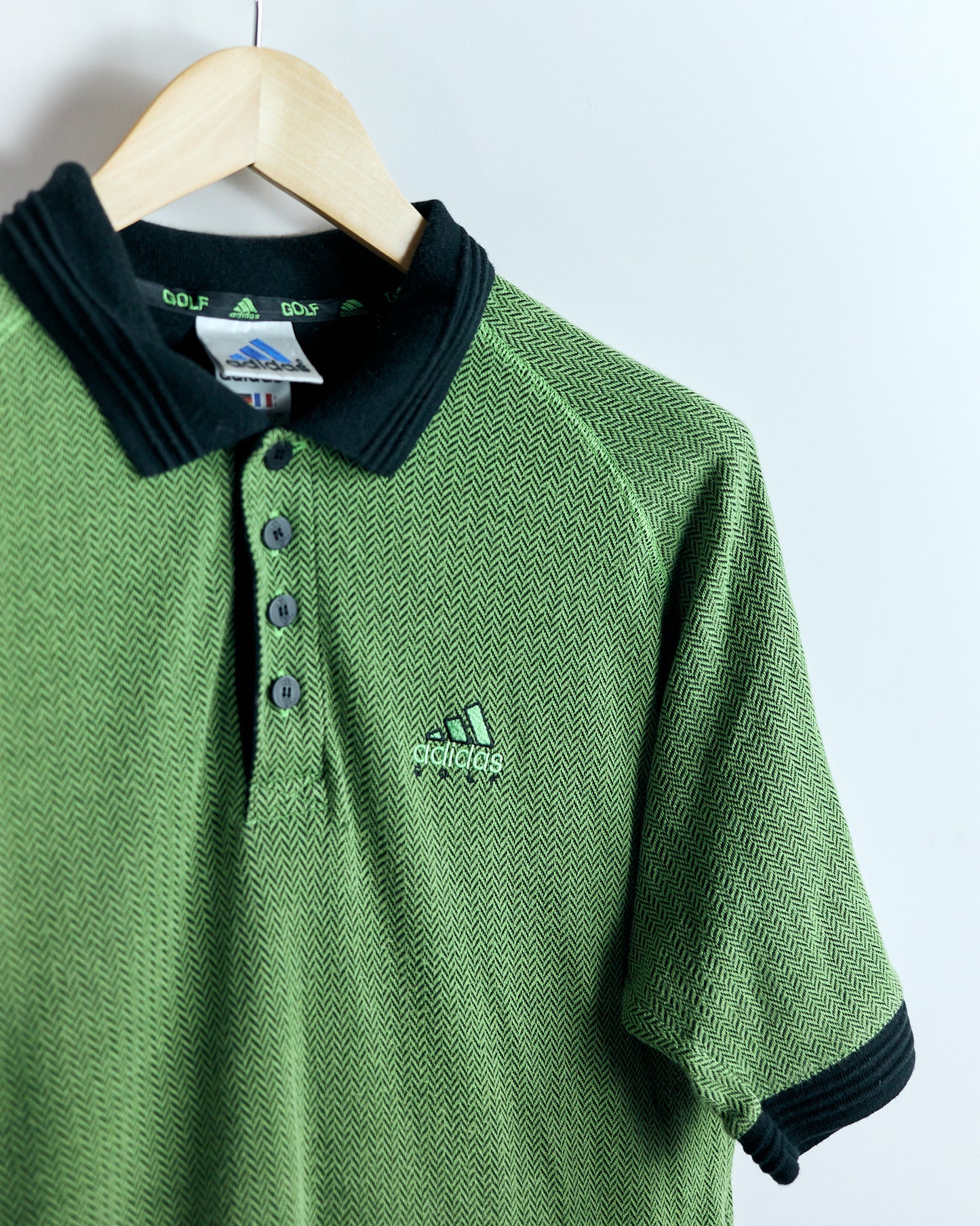 00s Adidas Green/Black Polo (L)
