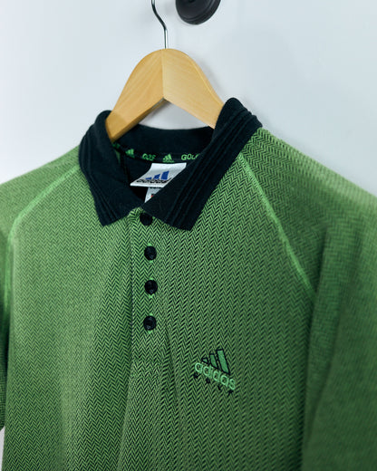 00s Adidas Green/Black Polo (L)
