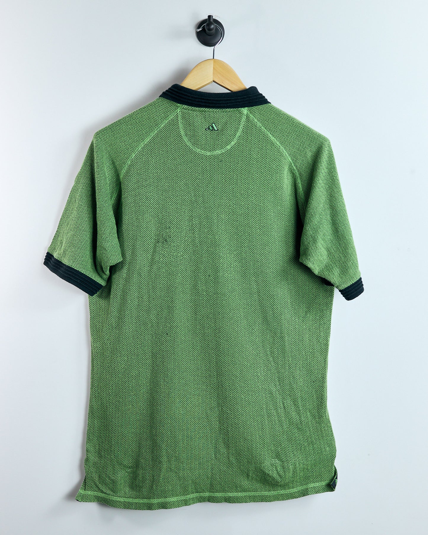 00s Adidas Green/Black Polo (L)