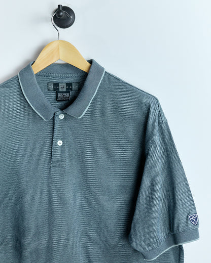 00s Nike Shield Logo Grey/Navy Blue Chequered Polo (XL)