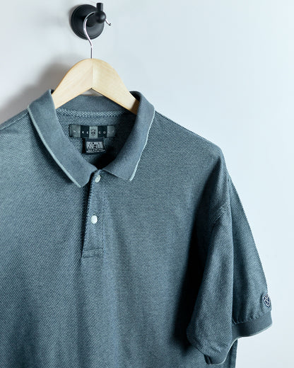 00s Nike Shield Logo Grey/Navy Blue Chequered Polo (XL)