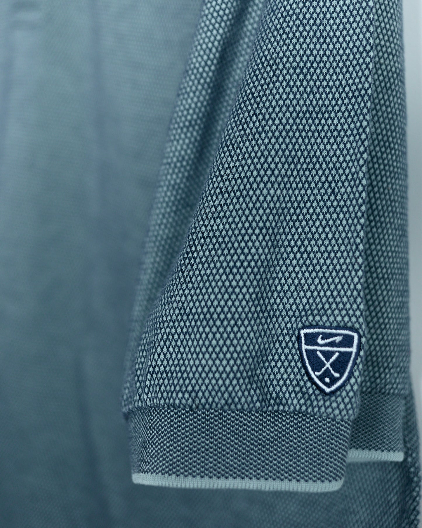 00s Nike Shield Logo Grey/Navy Blue Chequered Polo (XL)