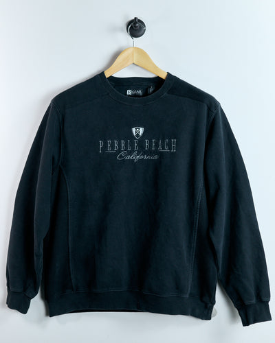 90s Pebble Beach Black Crew Neck Jumper by Gear for Sports (M)