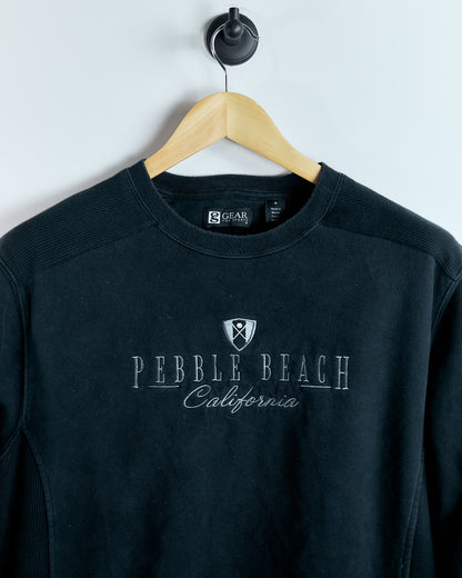 90s Pebble Beach Black Crew Neck Jumper by Gear for Sports (M)