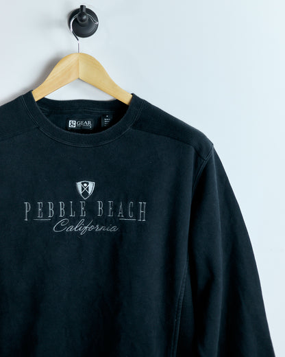 90s Pebble Beach Black Crew Neck Jumper by Gear for Sports (M)