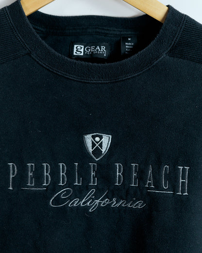 90s Pebble Beach Black Crew Neck Jumper by Gear for Sports (M)