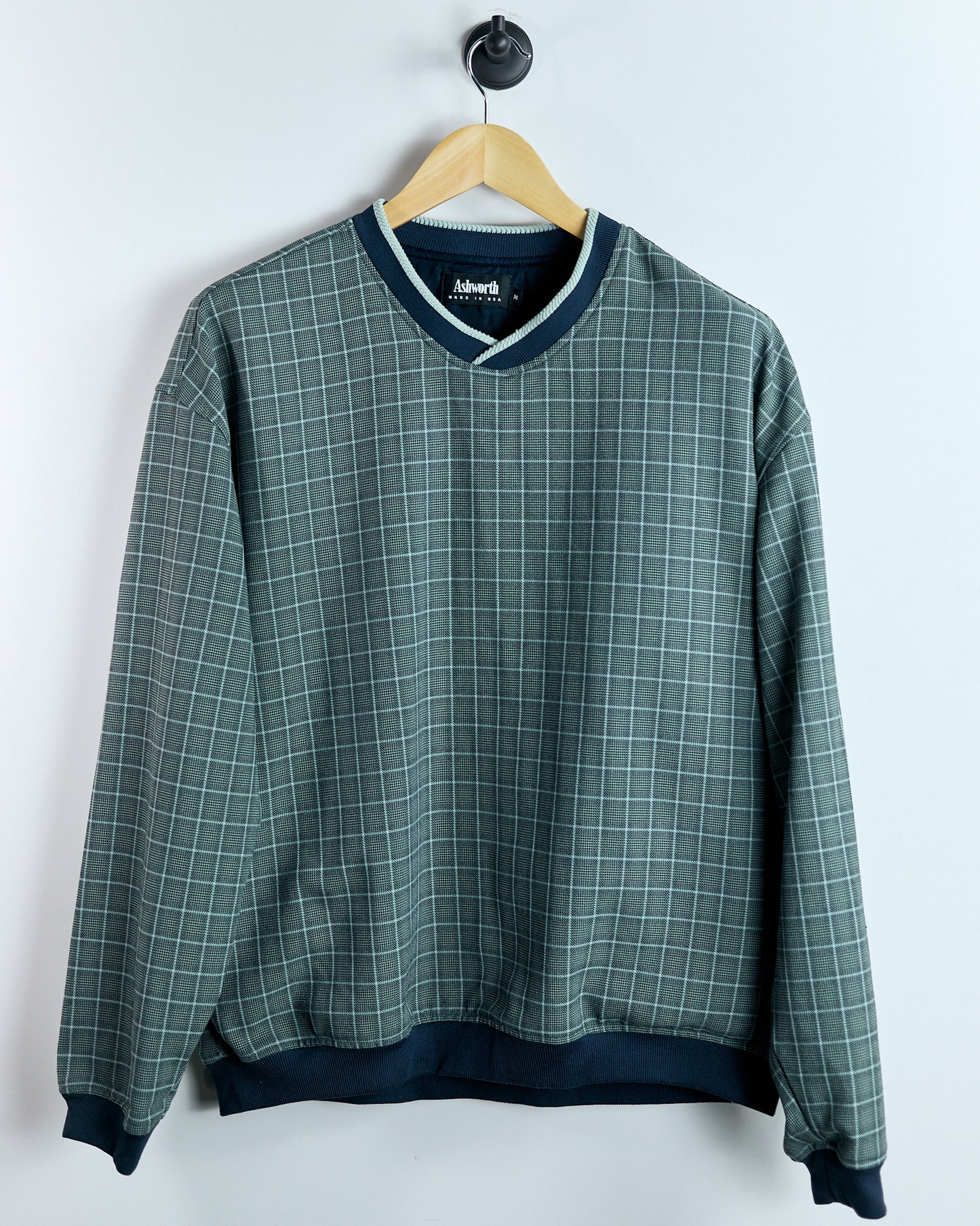 90s Ashworth Green/Blue V Neck Windbreaker Jumper (M)