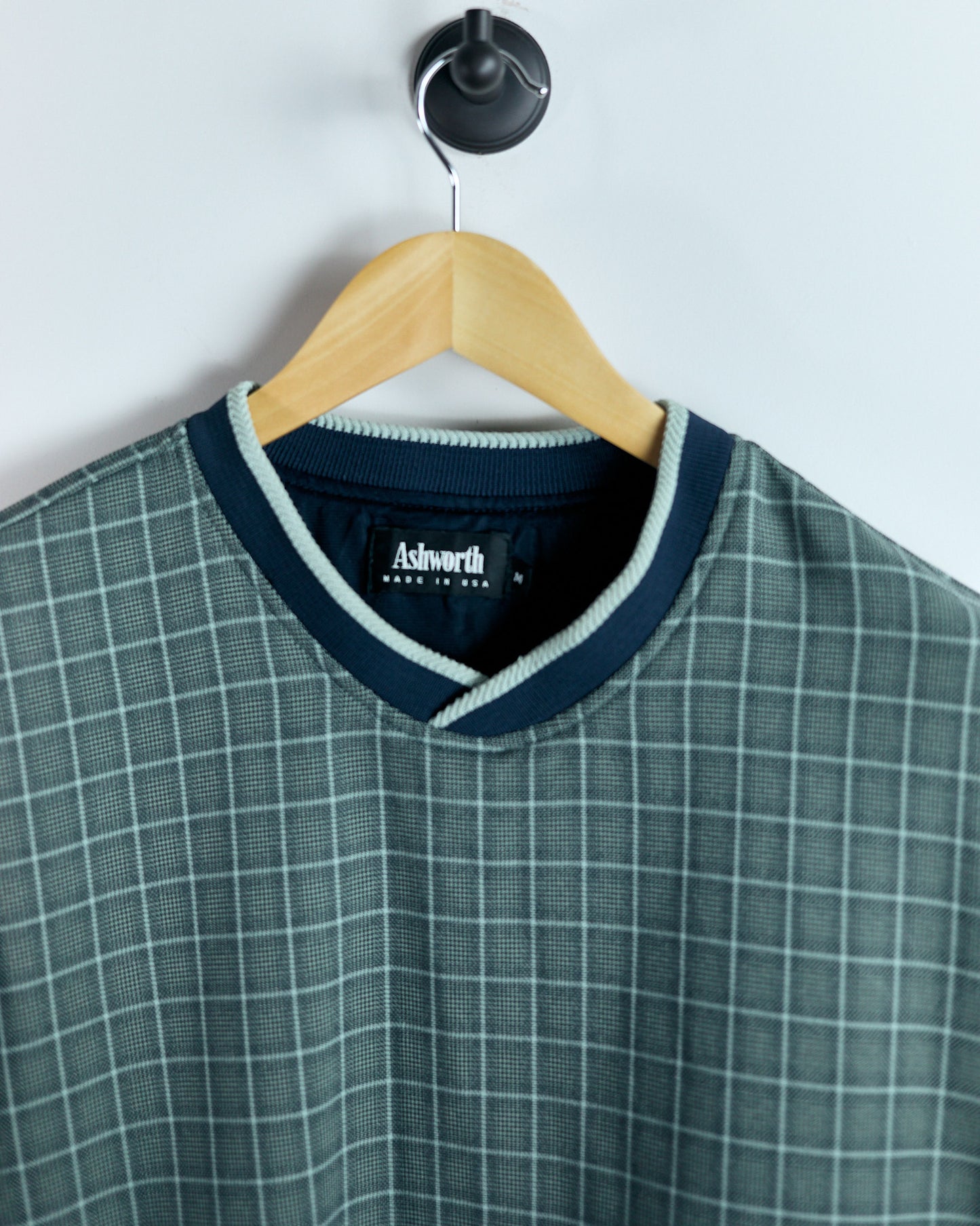 90s Ashworth Green/Blue V Neck Windbreaker Jumper (M)
