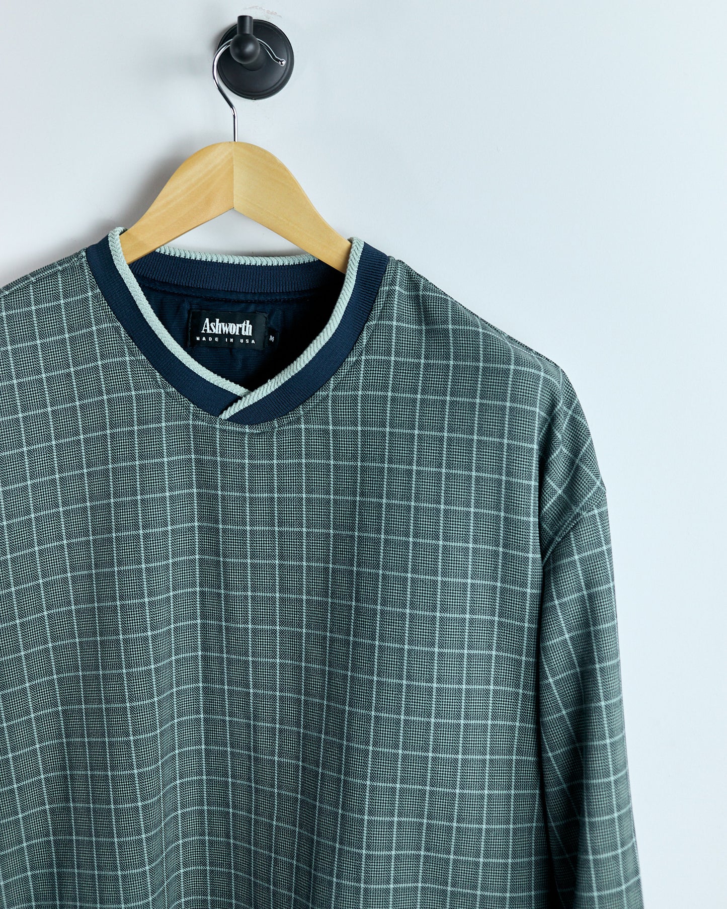 90s Ashworth Green/Blue V Neck Windbreaker Jumper (M)