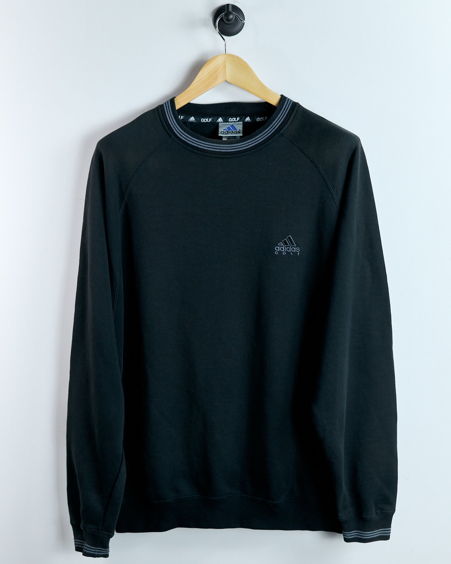 00s Adidas Black/Grey Crew Neck Jumper (XL)