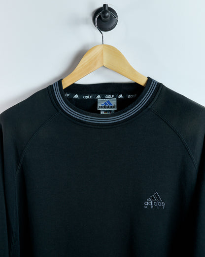 00s Adidas Black/Grey Crew Neck Jumper (XL)