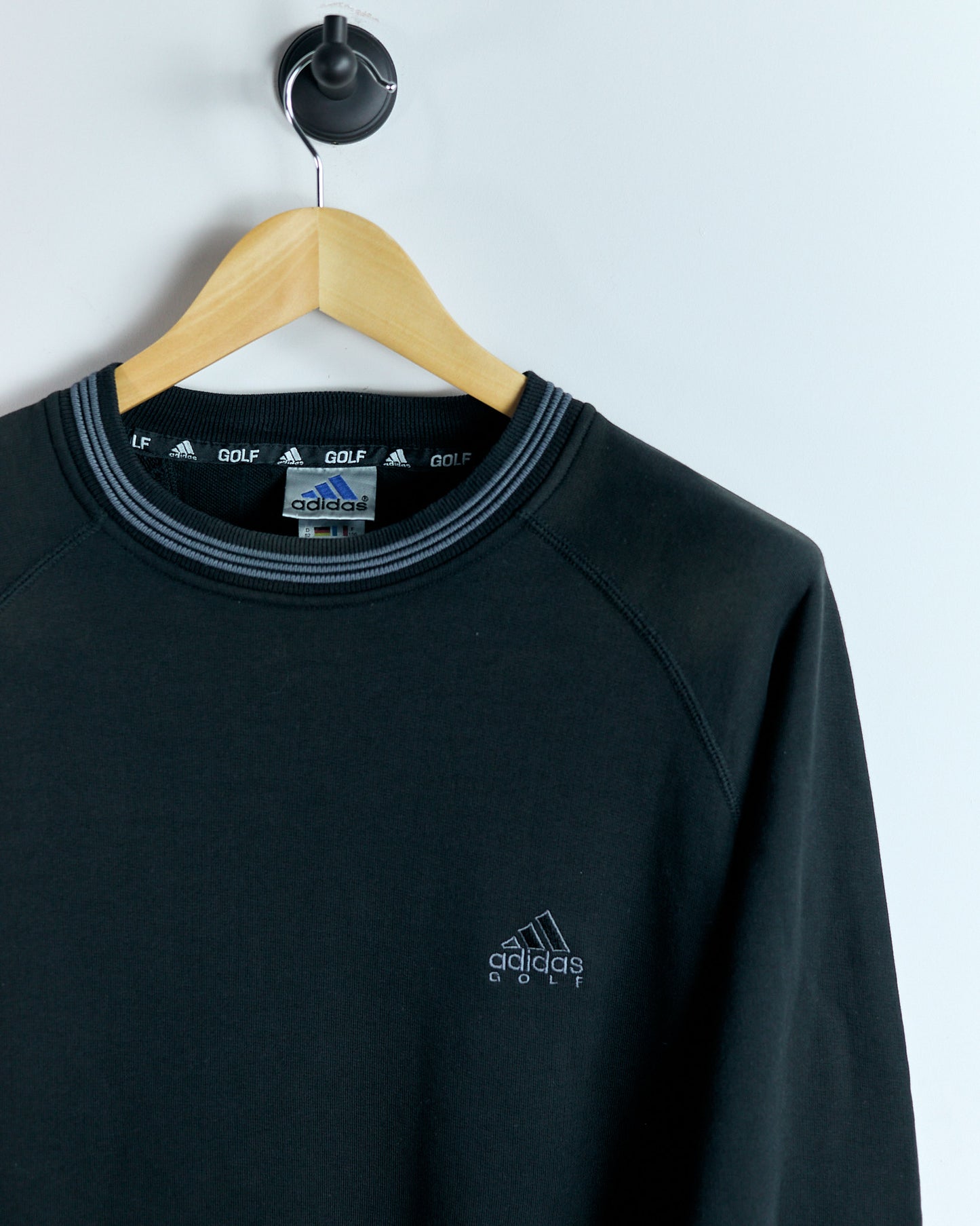 00s Adidas Black/Grey Crew Neck Jumper (XL)