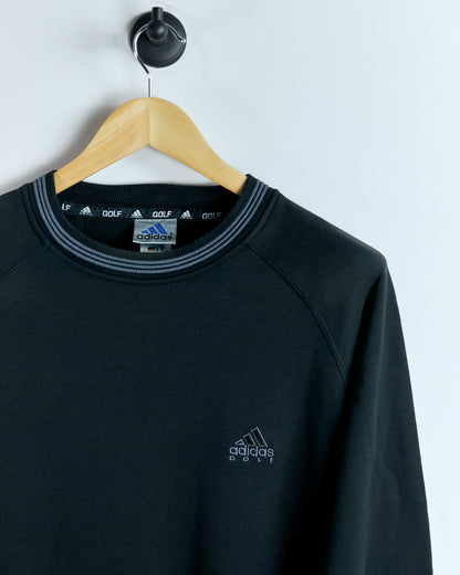 00s Adidas Black/Grey Crew Neck Jumper (XL)