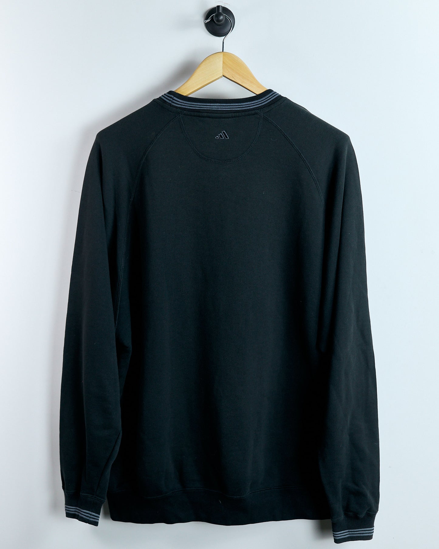 00s Adidas Black/Grey Crew Neck Jumper (XL)