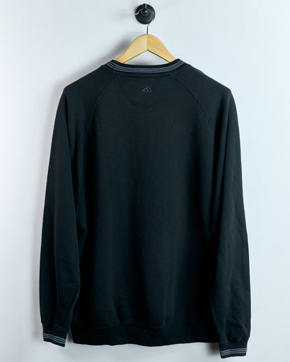 00s Adidas Black/Grey Crew Neck Jumper (XL)