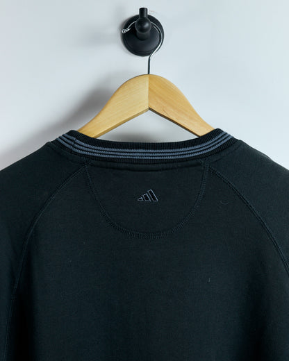 00s Adidas Black/Grey Crew Neck Jumper (XL)