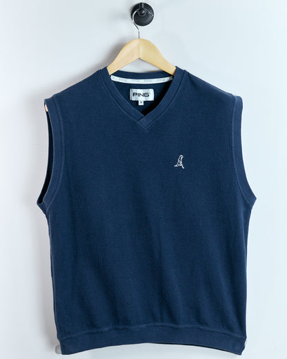 90s Ping Blue V-Neck Vest, Ping'man logo on the chest (M)