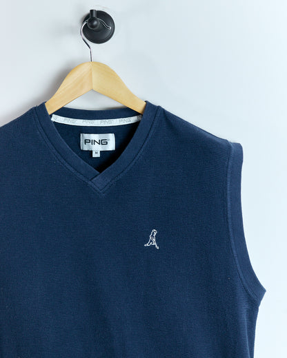 90s Ping Blue V-Neck Vest, Ping'man logo on the chest (M)
