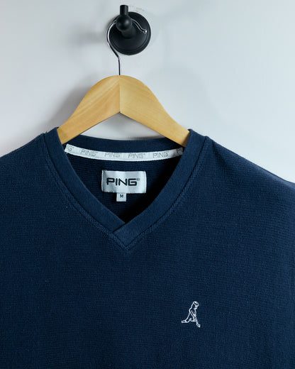 90s Ping Blue V-Neck Vest, Ping'man logo on the chest (M)