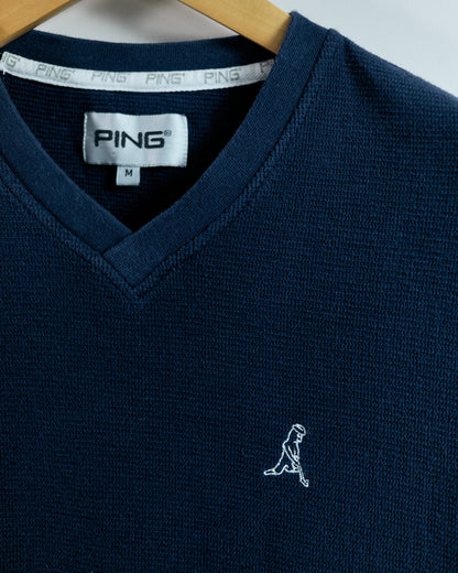 90s Ping Blue V-Neck Vest, Ping'man logo on the chest (M)