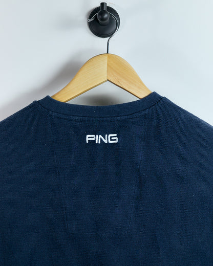 90s Ping Blue V-Neck Vest, Ping'man logo on the chest (M)