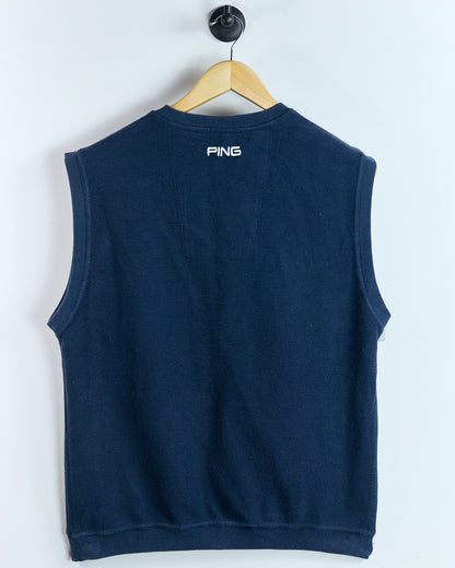 90s Ping Blue V-Neck Vest, Ping'man logo on the chest (M)