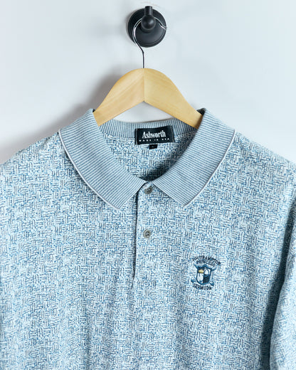 90s Ashworth Baby Blue/White Pattern Polo (L)