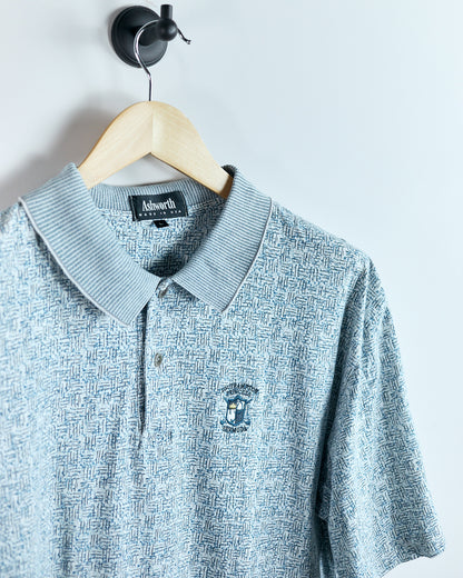 90s Ashworth Baby Blue/White Pattern Polo (L)