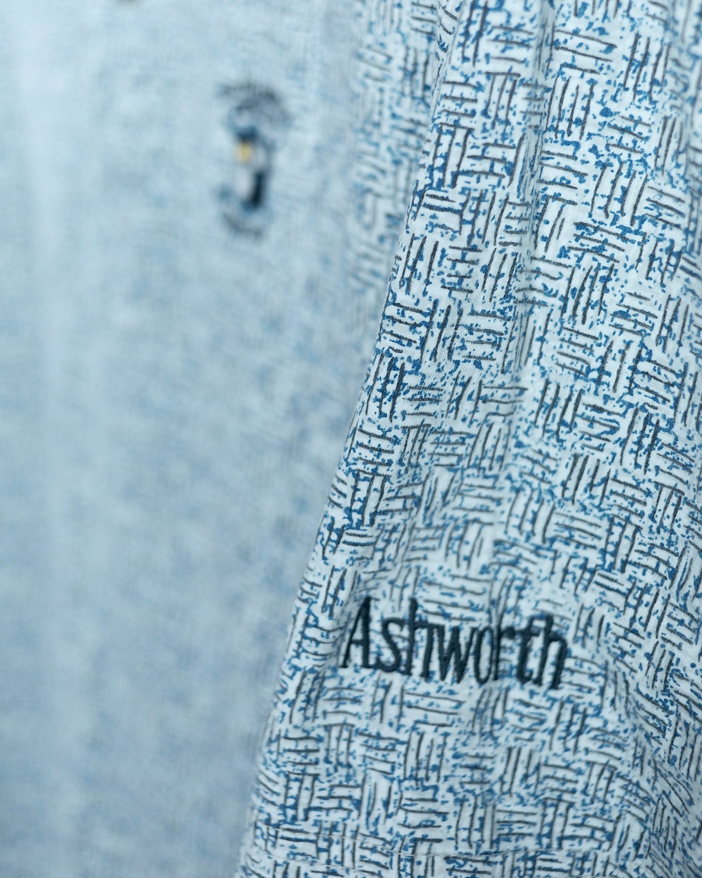 90s Ashworth Baby Blue/White Pattern Polo (L)