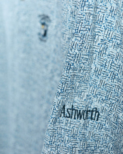 90s Ashworth Baby Blue/White Pattern Polo (L)