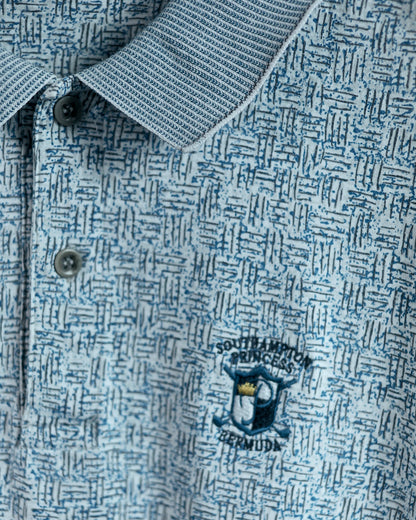 90s Ashworth Baby Blue/White Pattern Polo (L)