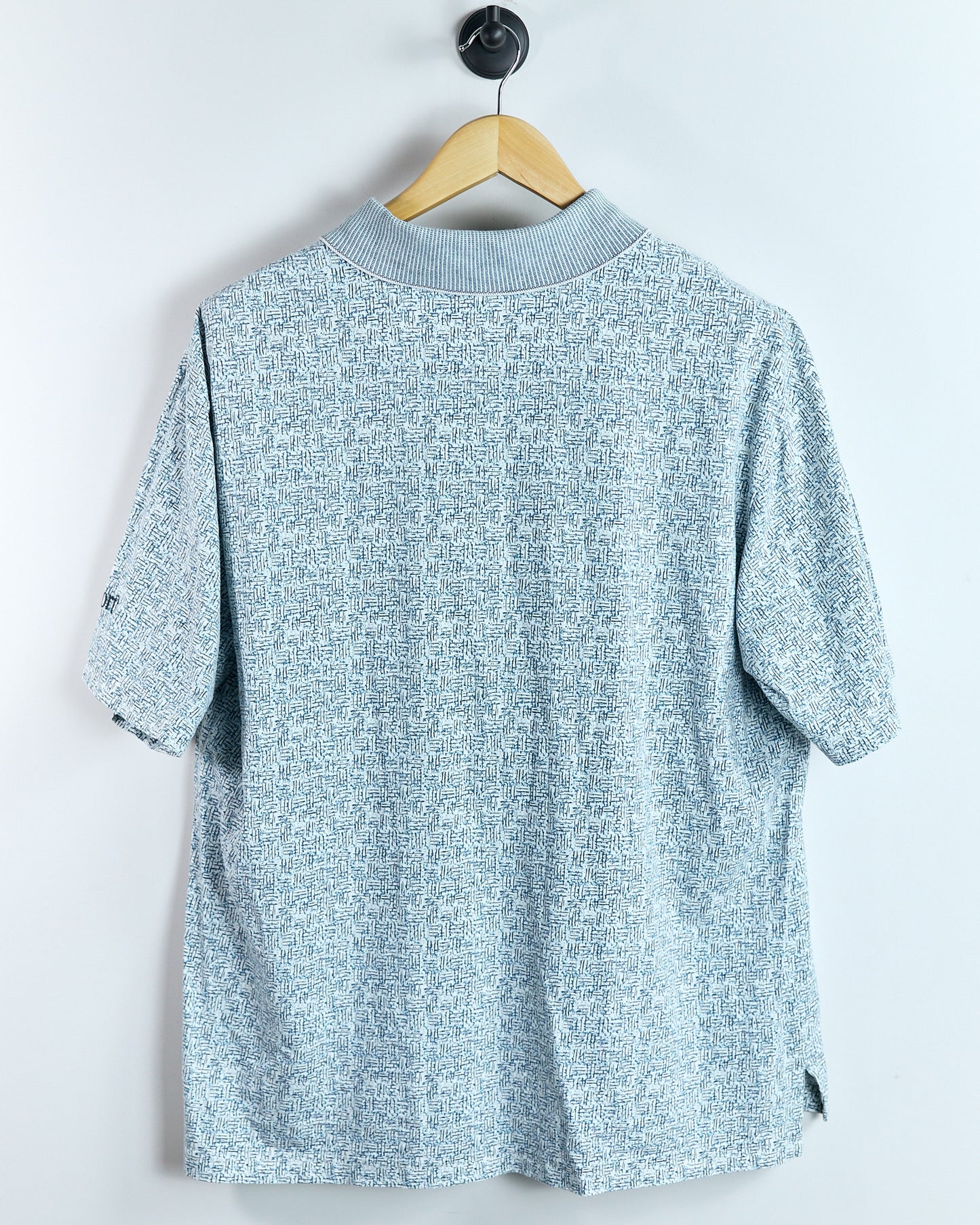 90s Ashworth Baby Blue/White Pattern Polo (L)