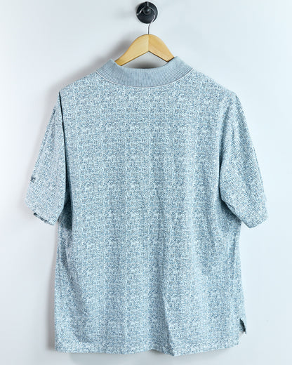 90s Ashworth Baby Blue/White Pattern Polo (L)