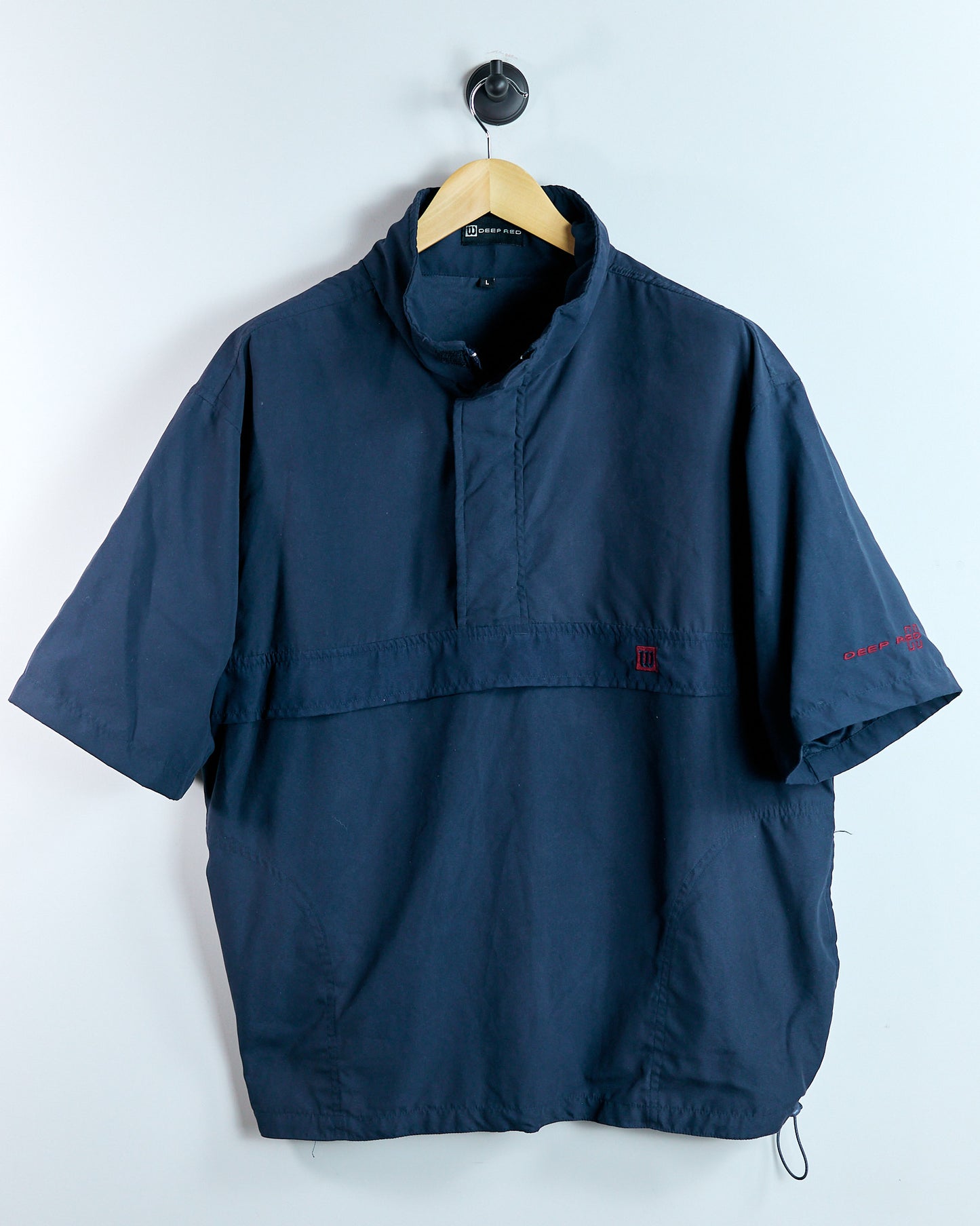 90s Wilson Deep Red Blue/Red Short Sleeve Quarter Zip Windbreaker (L)