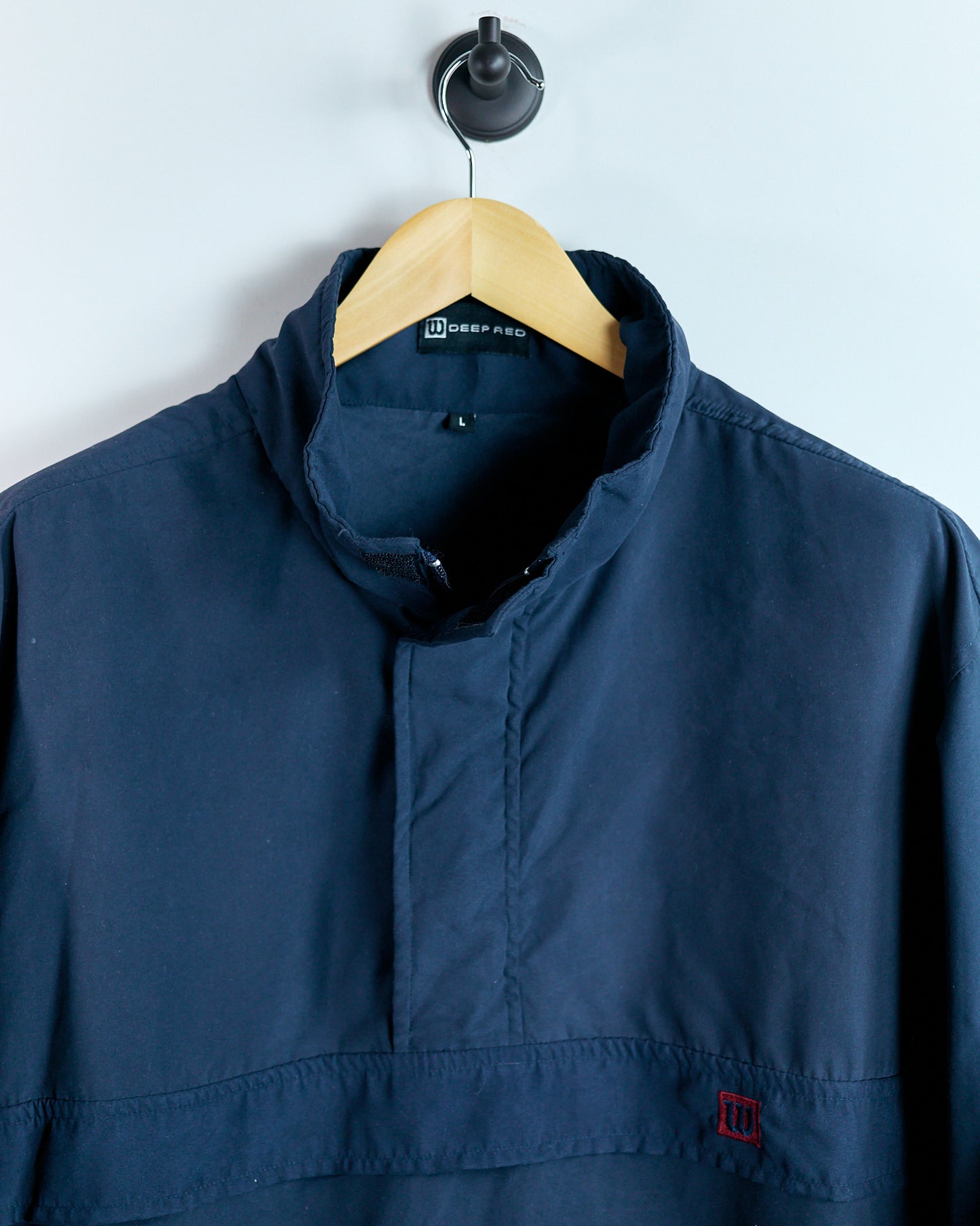 90s Wilson Deep Red Blue/Red Short Sleeve Quarter Zip Windbreaker (L)