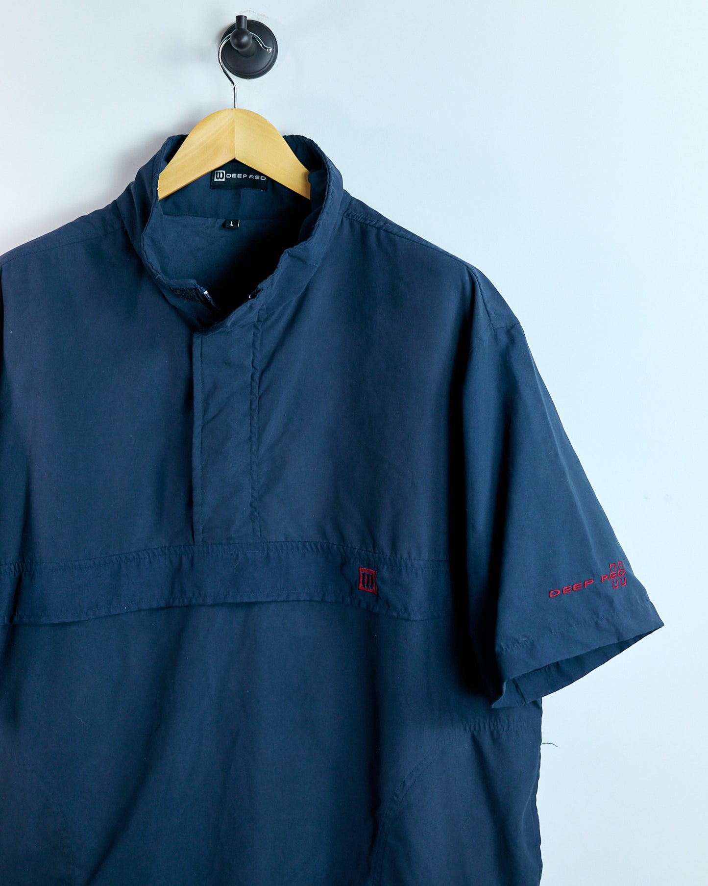 90s Wilson Deep Red Blue/Red Short Sleeve Quarter Zip Windbreaker (L)