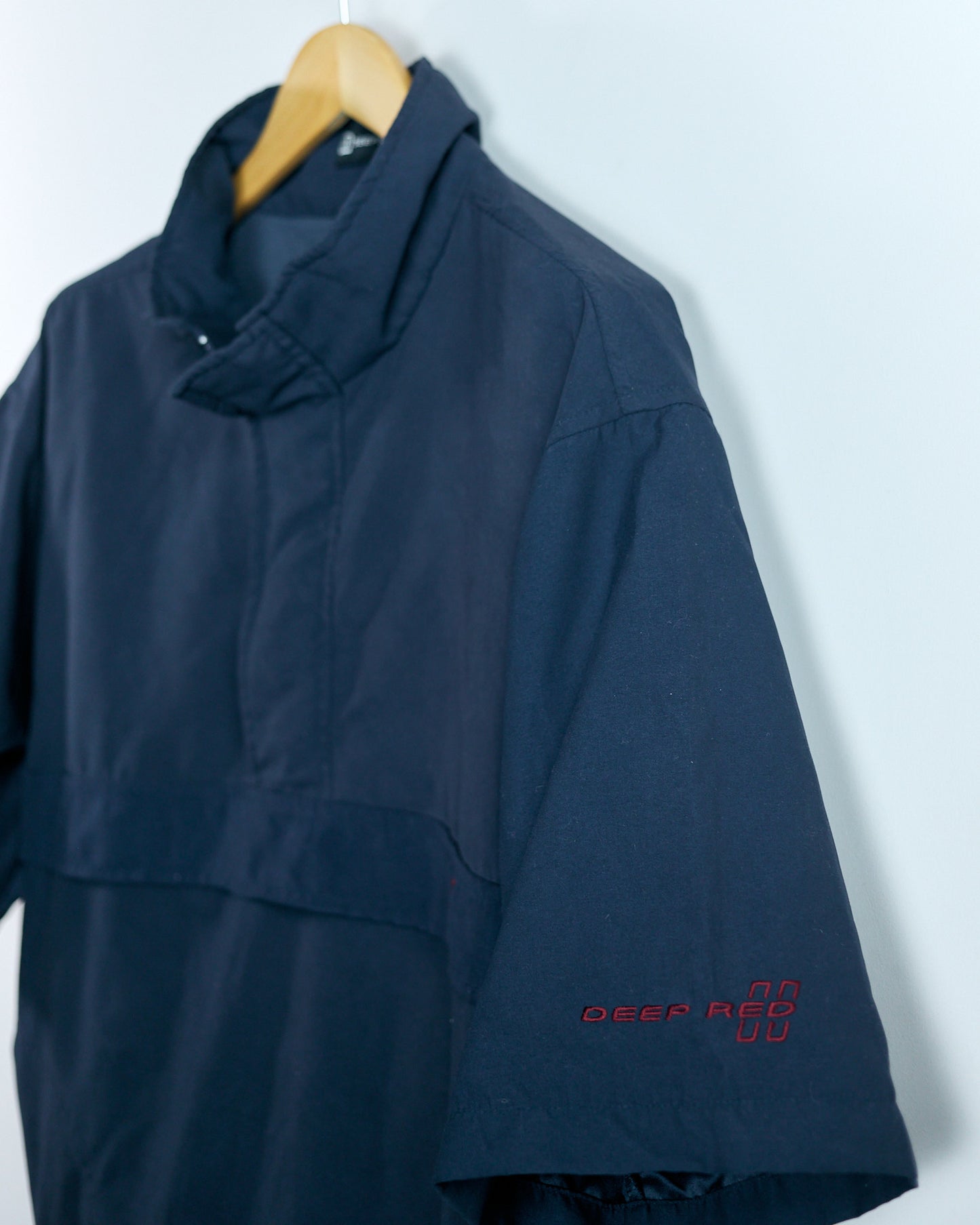90s Wilson Deep Red Blue/Red Short Sleeve Quarter Zip Windbreaker (L)