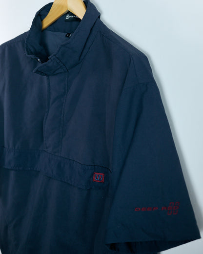 90s Wilson Deep Red Blue/Red Short Sleeve Quarter Zip Windbreaker (L)