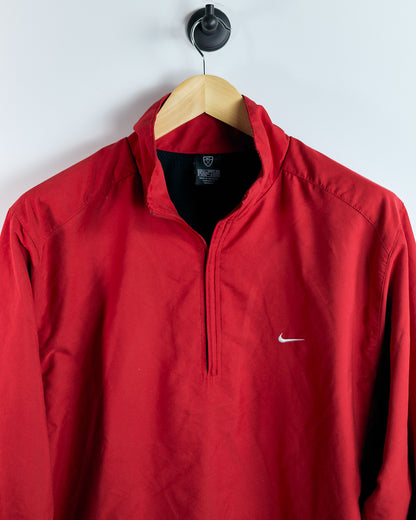 90s Nike Shield Logo Red Quarter Zip Long Sleeve Windbreaker (L)