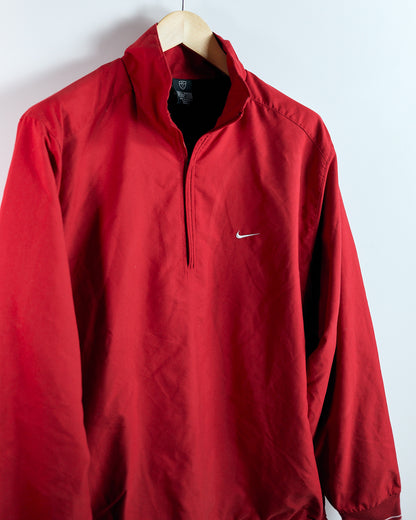 90s Nike Shield Logo Red Quarter Zip Long Sleeve Windbreaker (L)