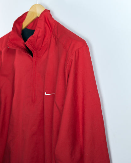 90s Nike Shield Logo Red Quarter Zip Long Sleeve Windbreaker (L)
