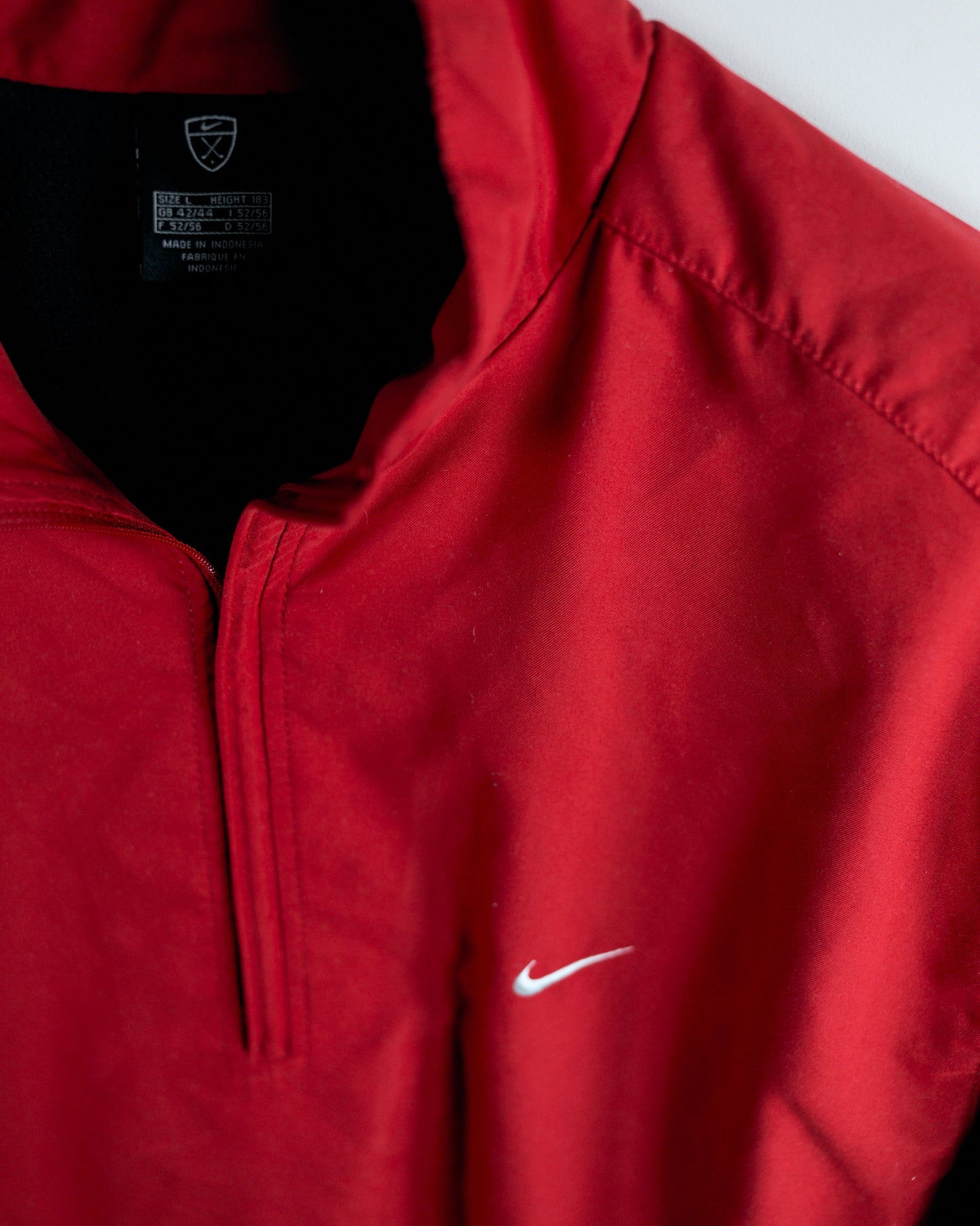 90s Nike Shield Logo Red Quarter Zip Long Sleeve Windbreaker (L)
