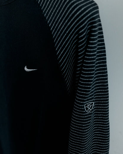 90s Nike Shield Logo Black/White Long Sleeve Stitch Crew Neck Jumper (M)