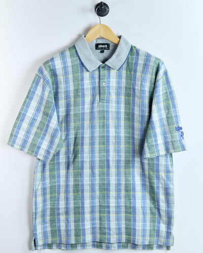 90s Ashworth Grey Multicolour Chequered Polo (L)